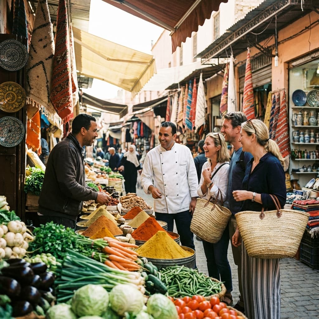 Guided tour of the Souk to buy fresh vegetables, meat, and spices. - Activity in Morocco