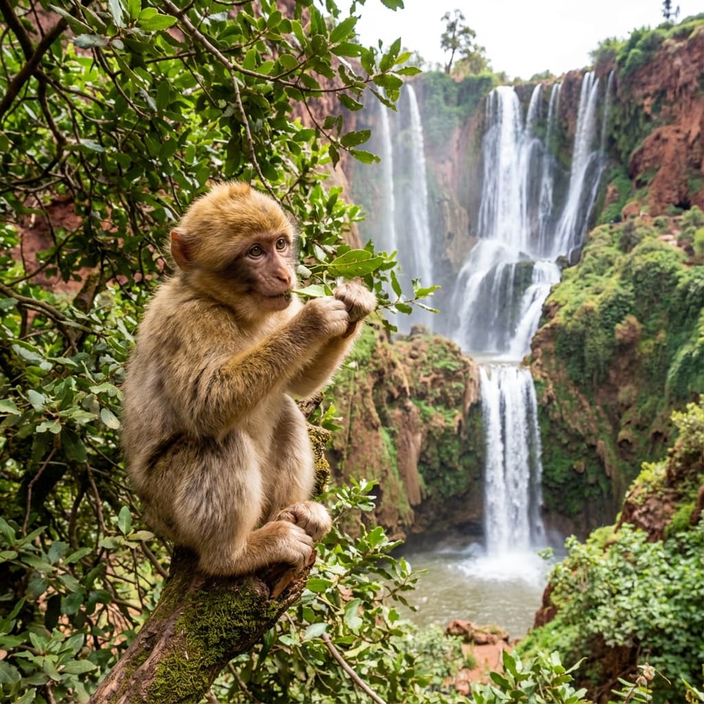 Meet the wild Barbary Macaques (monkeys) interacting in their natural habitat. - Activity in Morocco